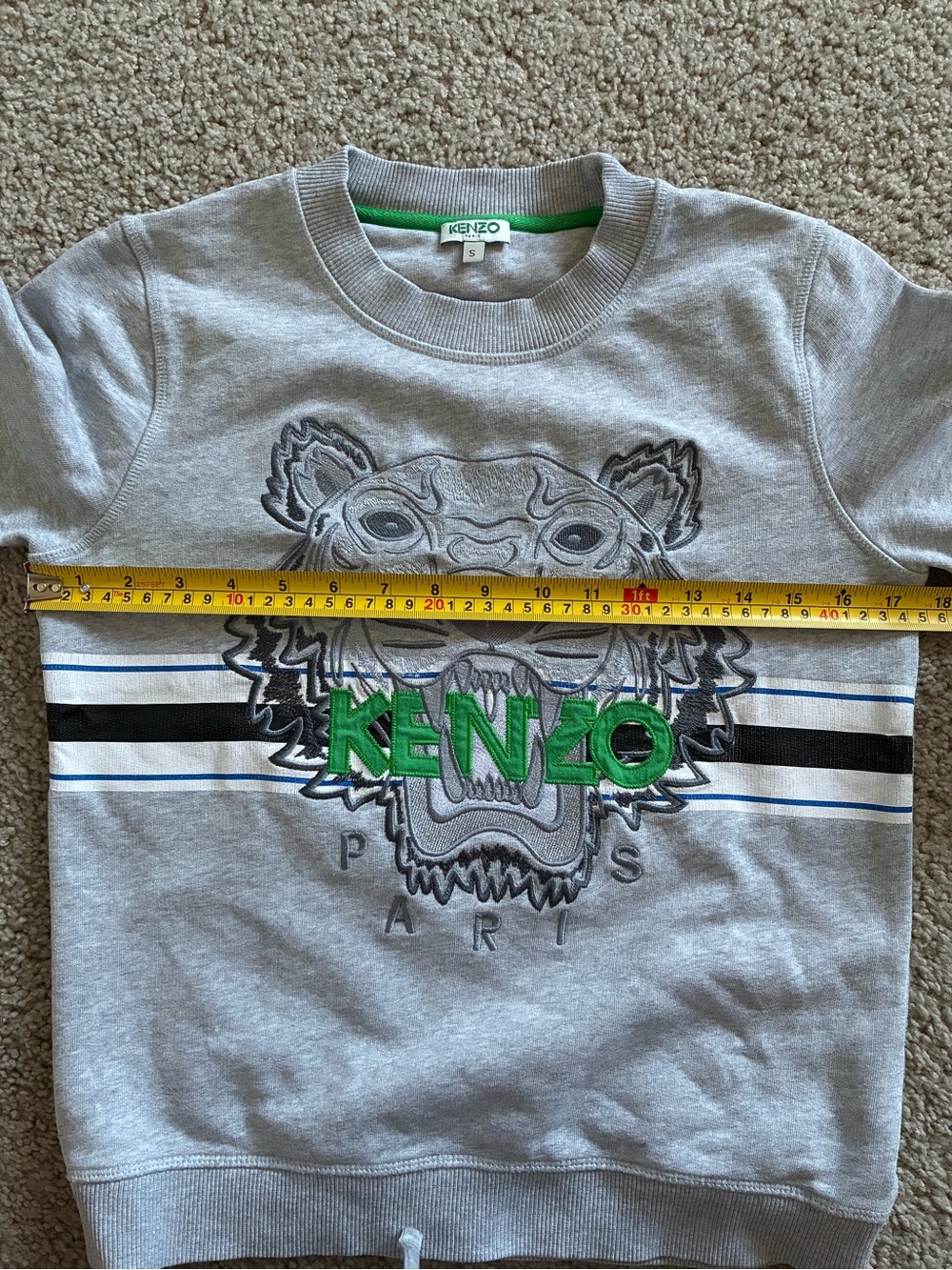 KENZO Women’s Light Gray  Embroidered Tiger Logo Sweatshirt - Picture 14 of 16